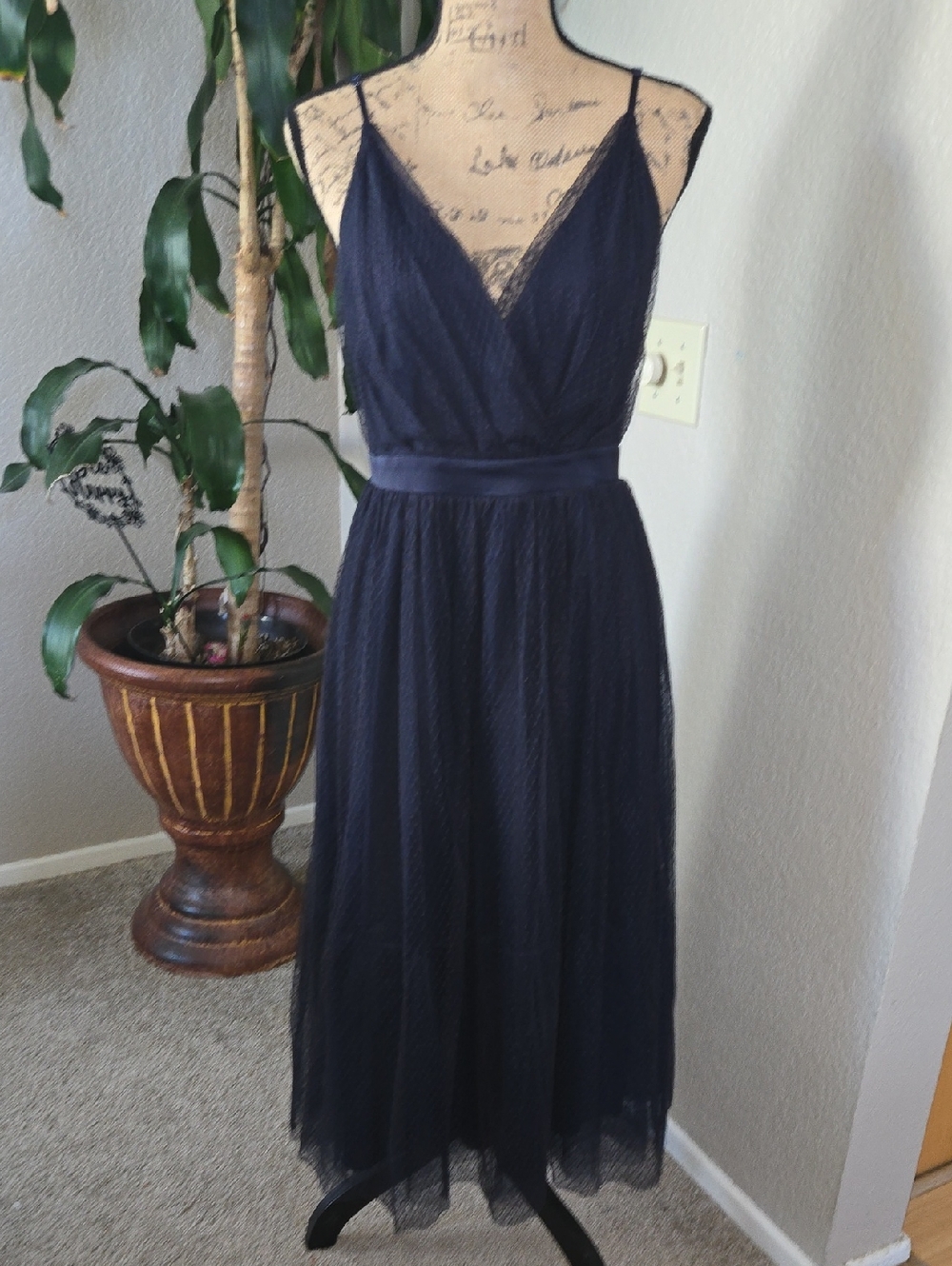 Express Navy Spaghetti Strap Midi Dress